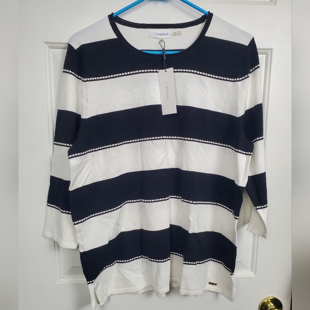 Calvin Klein Size Large Striped Shirt NWT